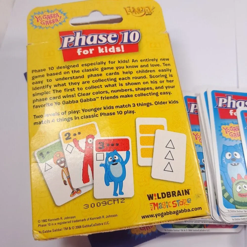 Phase 10 For Kids!‎ Card Game YO GABBA GABBA Fundex 2008 complete Vintage